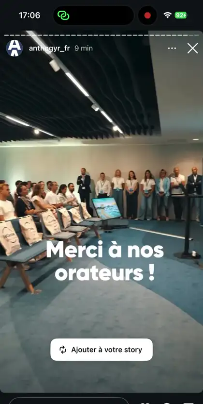 Story Instagram d'Anthogyr France « Merci à nos orateurs ! » publiée pendant la dernière conférence du Cercle Young Leaders